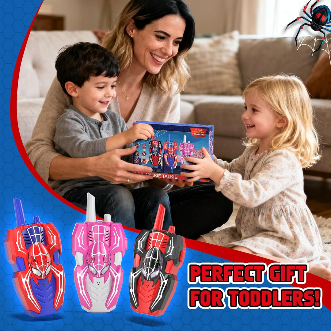 Paquete de 3 walkie talkies para niños, Spider juguetes paquete de...
