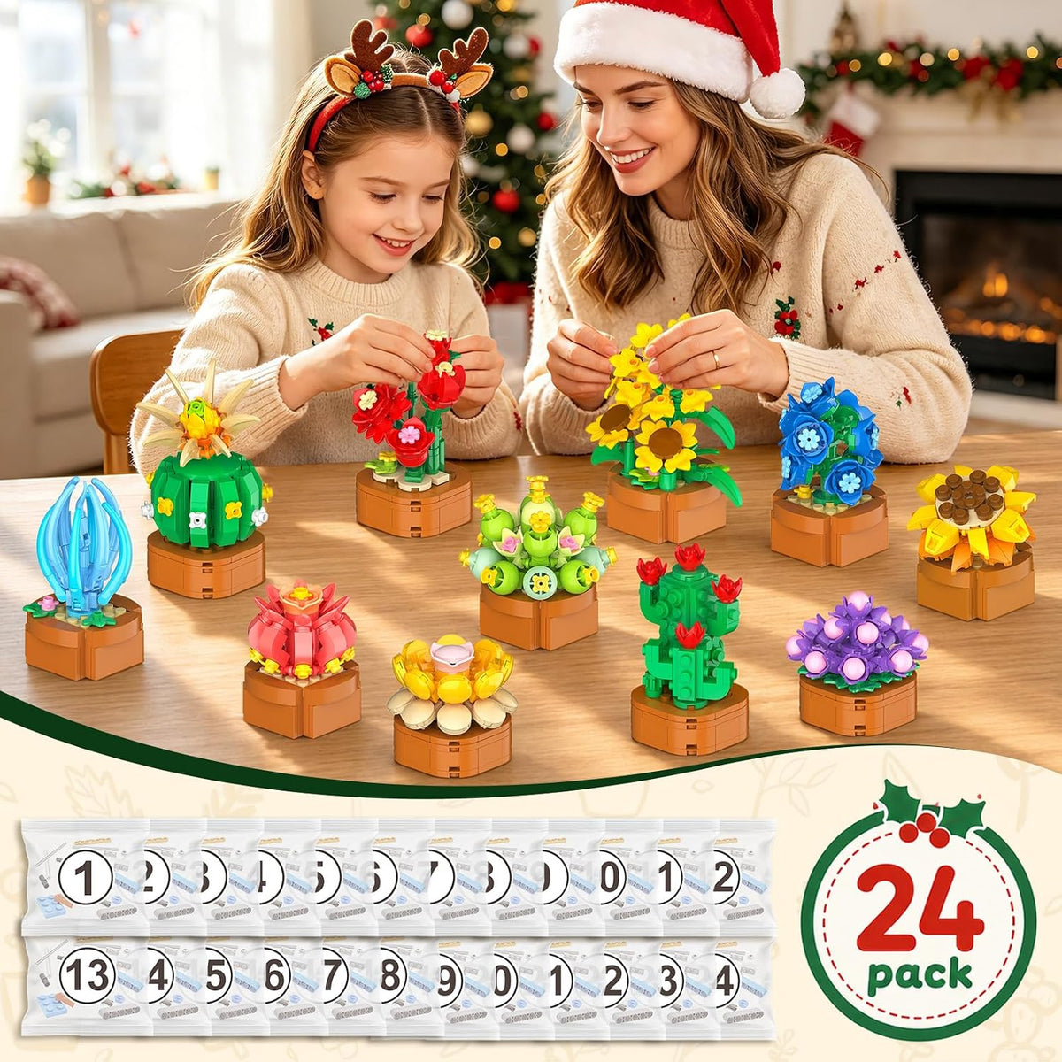 Calendario de Adviento 2026 Flores Botánico Mini Juego de Construcción para
