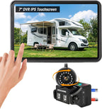 Cámara magnética inalámbrica de respaldo solar con lente ajustable de 360°, monitor de pantalla táctil 1080P de 7 pulgadas, grabación DVR, IP69K impermeable, apagado automático y visión