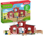 Schleich Farm World 42606 - Granero rojo con animales y más, 64 piezas
