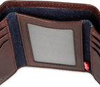Levi's Billetera triple de cuero de puntada pesada para hombre, marrón, talla única