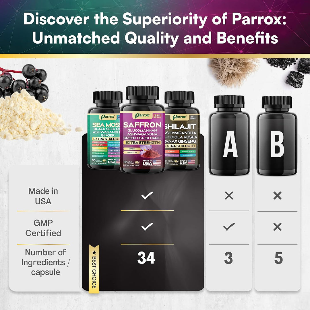 Parrox Vision Vitality Trio - Musgo marino, aceite de semilla negra...