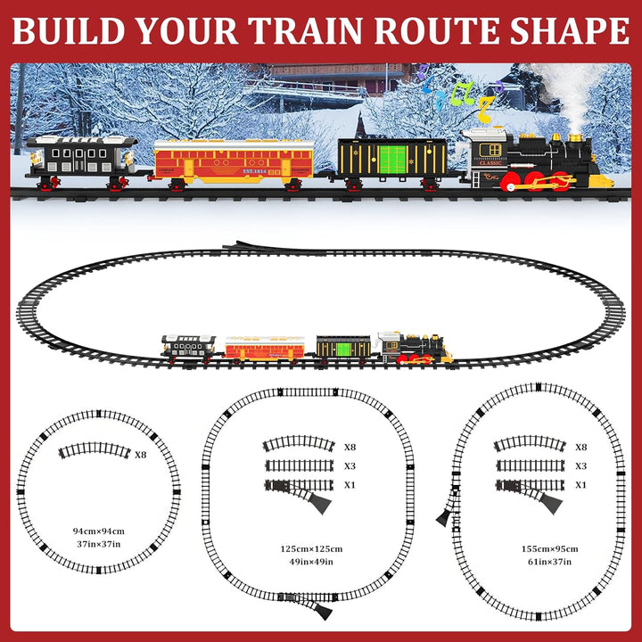 Juego de trenes de tren para niños con humo luces y