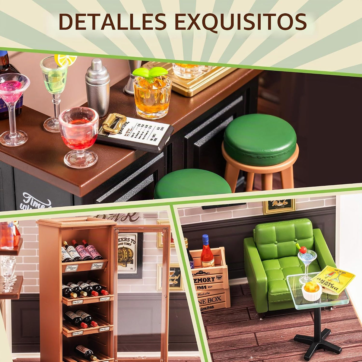 Rolife - Set de construcción de casa de plástico en miniatura de bricolaje con LED, juguetes de juego adecuados para figuras mini, juguetes de construcción, kit de diorama, regalos para adolescentes y