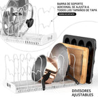Simple Houseware Estante expandible para sartenes con 10 compartimentos