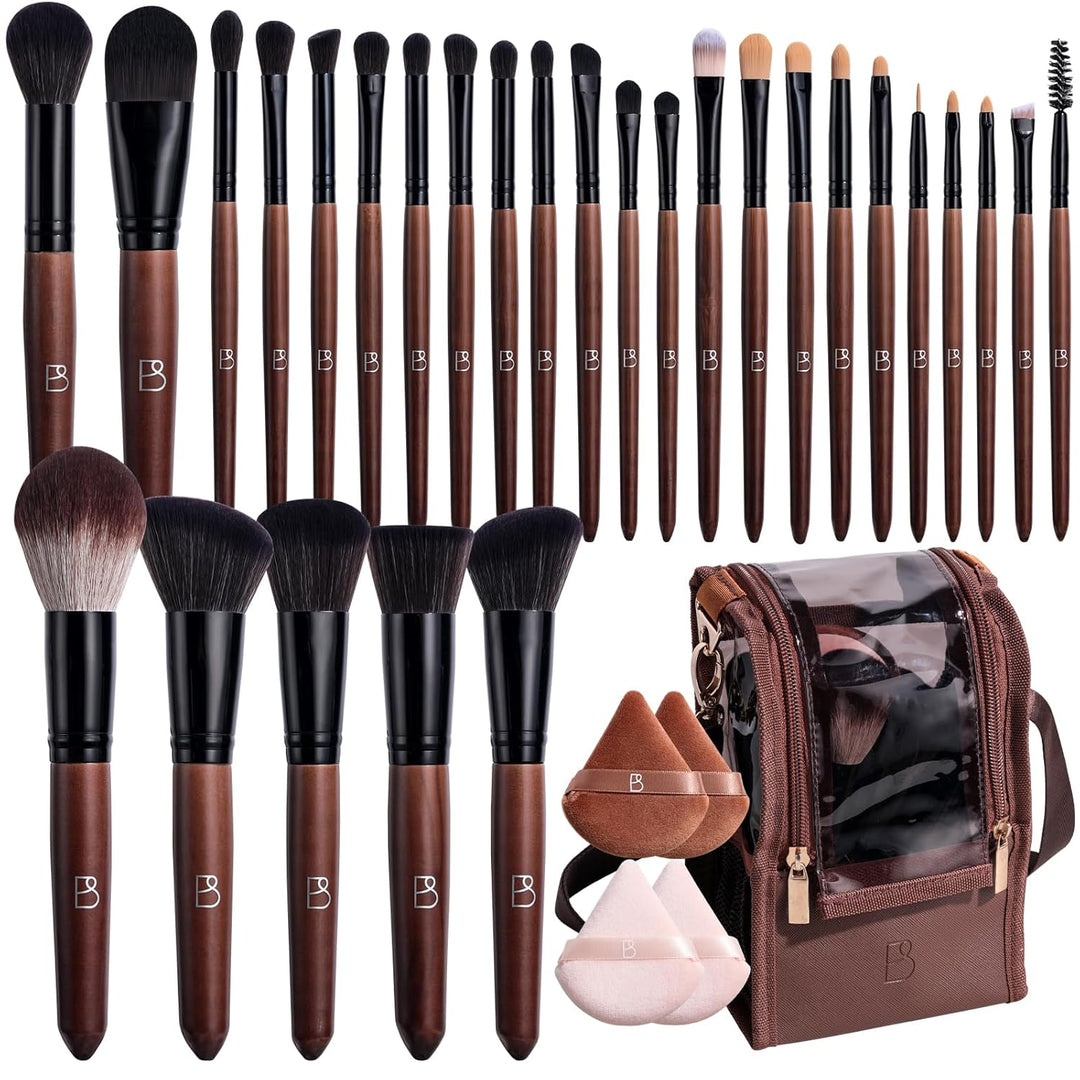 BS-MALL Juego de 28 brochas de maquillaje profesional con bolsa de...