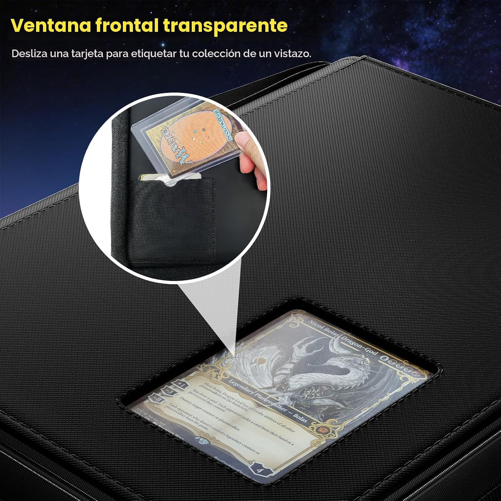 ProCase Archivador Top Loader de 4 Bolsillos, Capacidad para 144 Cartas en Toploaders - Negro