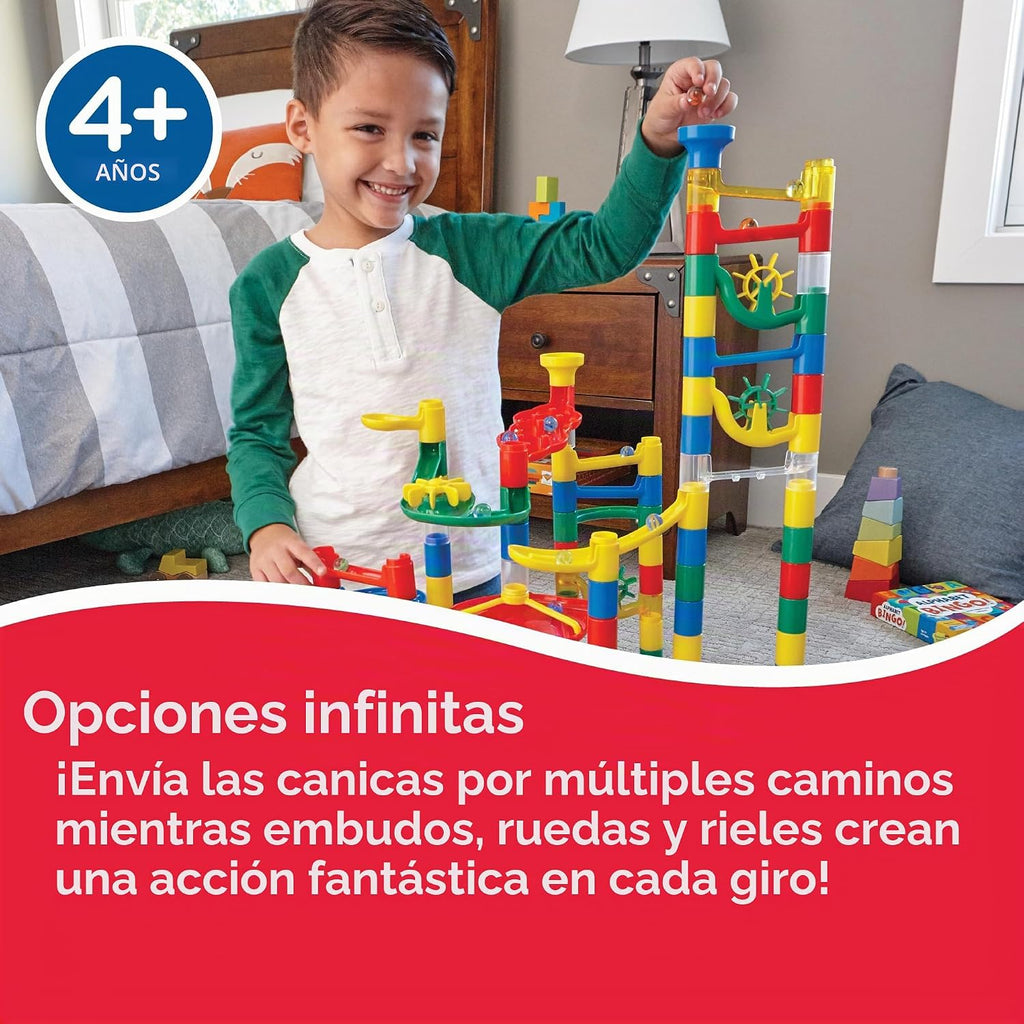 MindWare Marble Run: juego de 123 piezas (103 piezas duraderas y 20 canicas) Juego de construcción STEM para niños