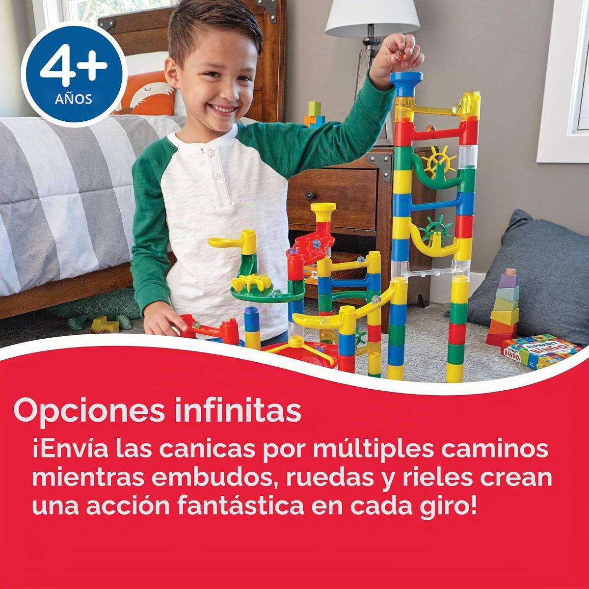 MindWare Marble Run: juego de 123 piezas (103 piezas duraderas y 20 canicas) Juego de construcción STEM para niños