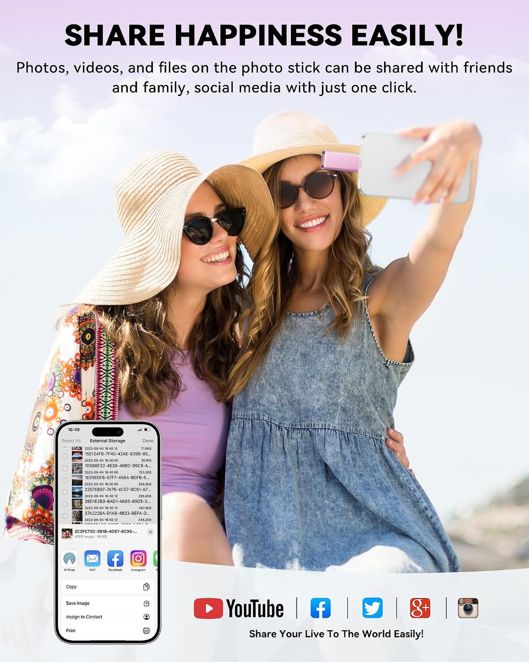 Unidad flash con certificación MFi para iPhone iPad de 256 GB, barr...