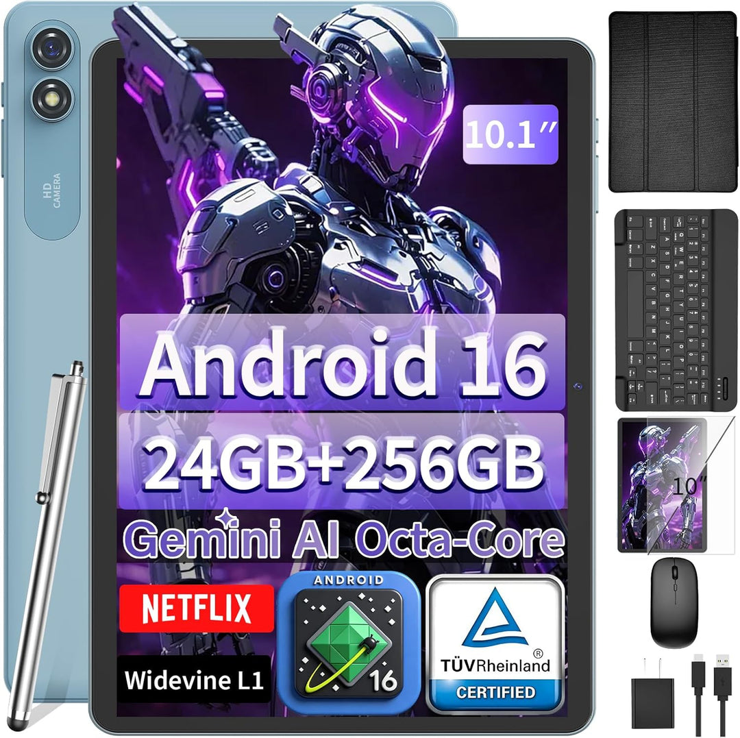 Tableta de 10 pulgadas con teclado, tableta 2026 Gemini AI Android...
