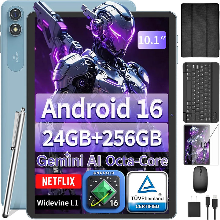 Tableta de 10 pulgadas con teclado, tableta 2026 Gemini AI Android...