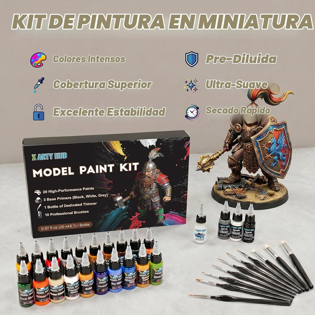 Juego de pintura modelo, kit de pintura en miniatura de 34