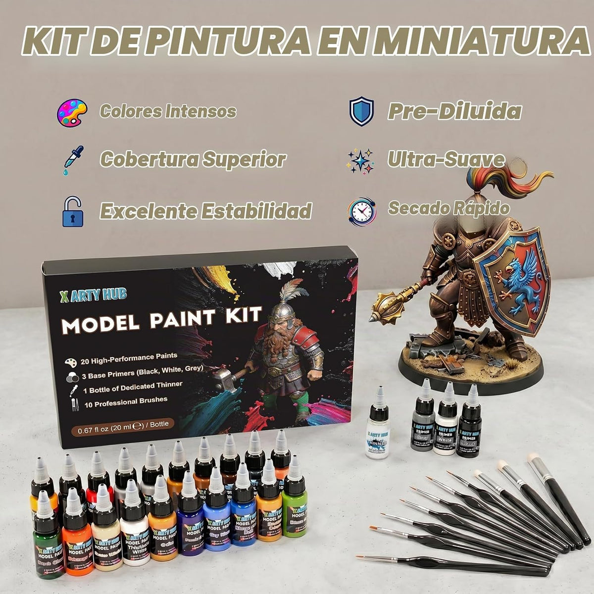 Juego de pintura modelo, kit de pintura en miniatura de 34