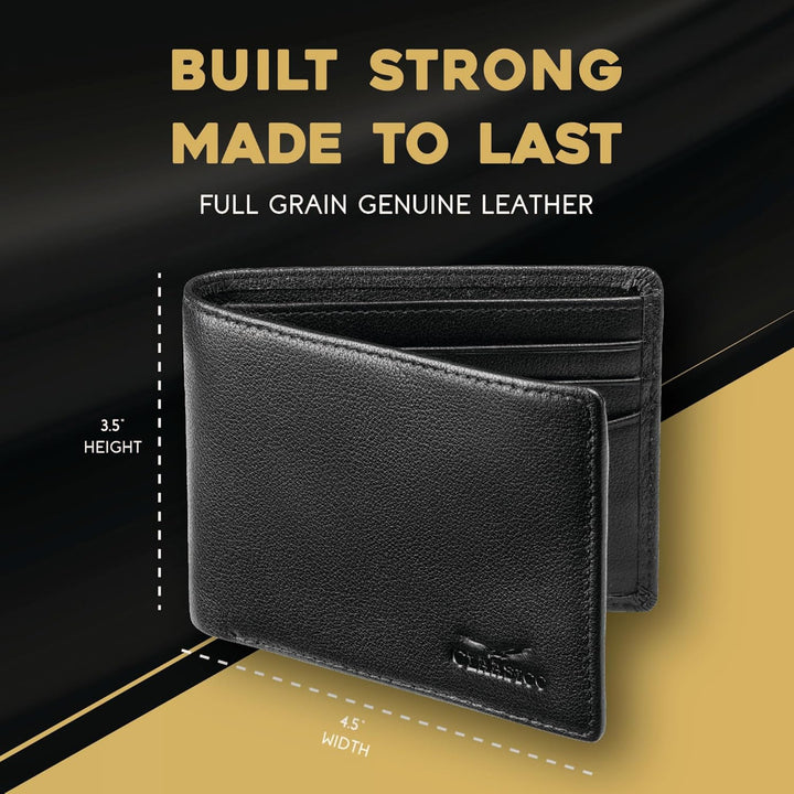 Cartera para hombre \u2013 Cartera delgada de piel auténtica con RF...