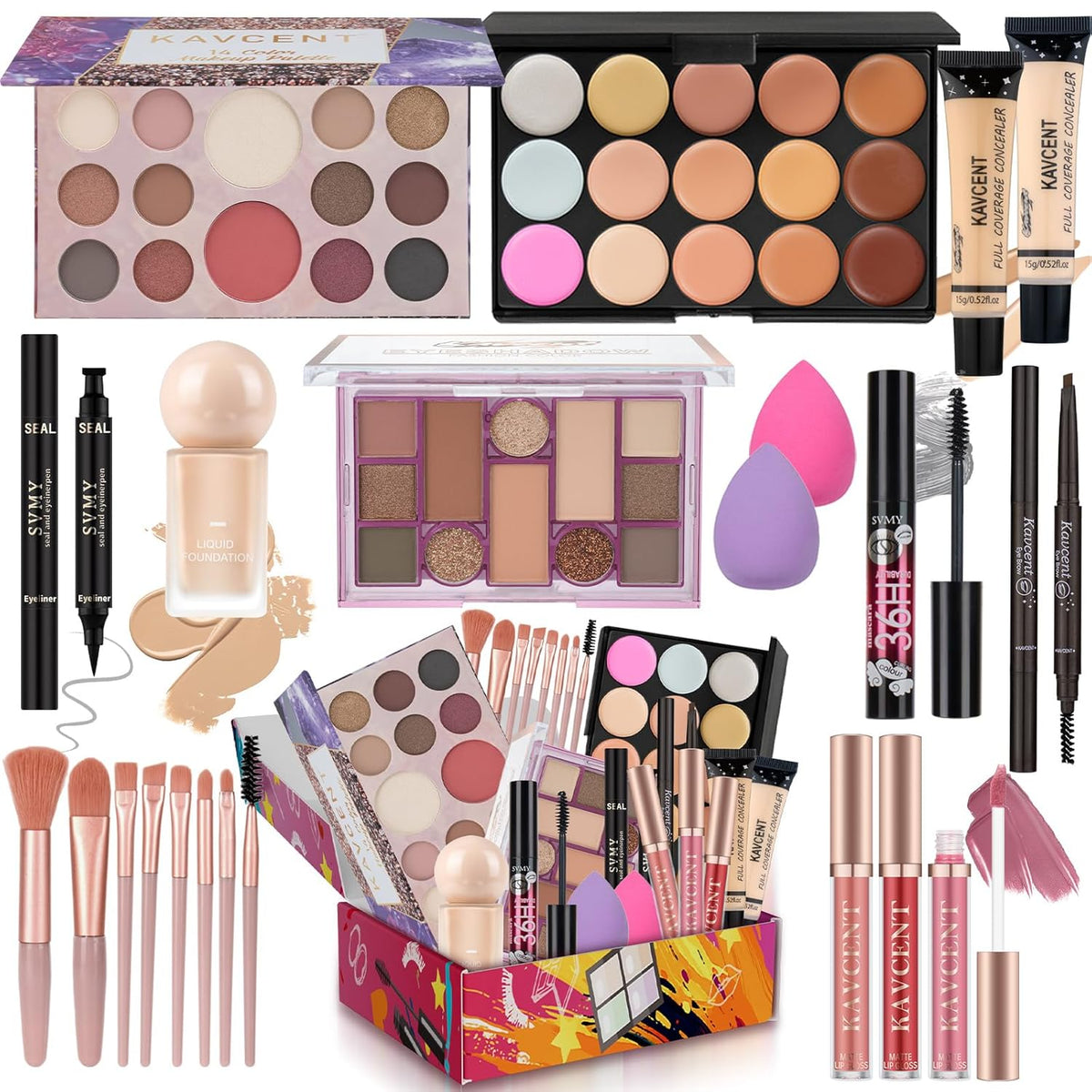 Kit de maquillaje para adolescentes y mujeres, kit completo de maqu...