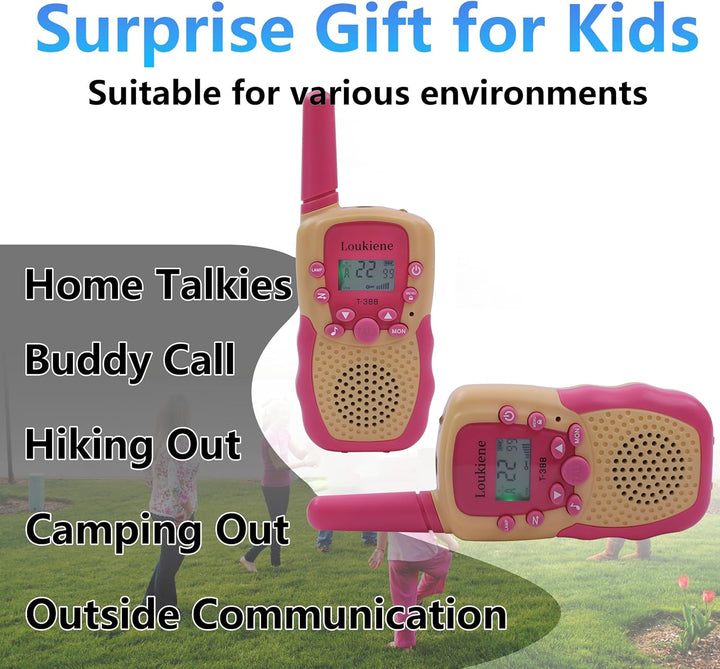 LOUKIENE Walkie Talkies para niños de 22 canales de radio de 2 vías...