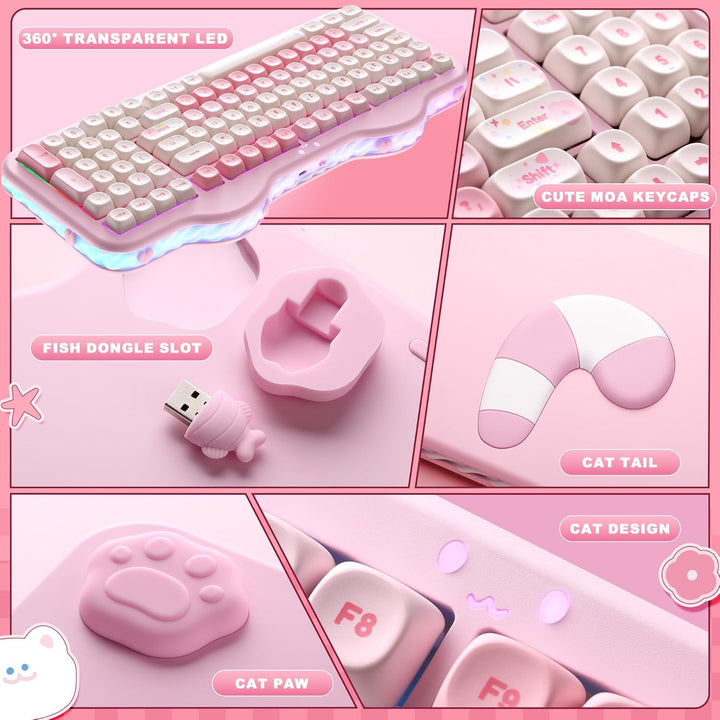 YUNZII C98 Wireless Mechanical Keyboard with Number Pad,99 Key BT5....