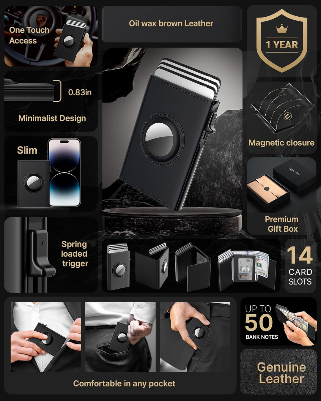 typecase Billetera para Hombre con Soporte para Tarjetas para AirTa...