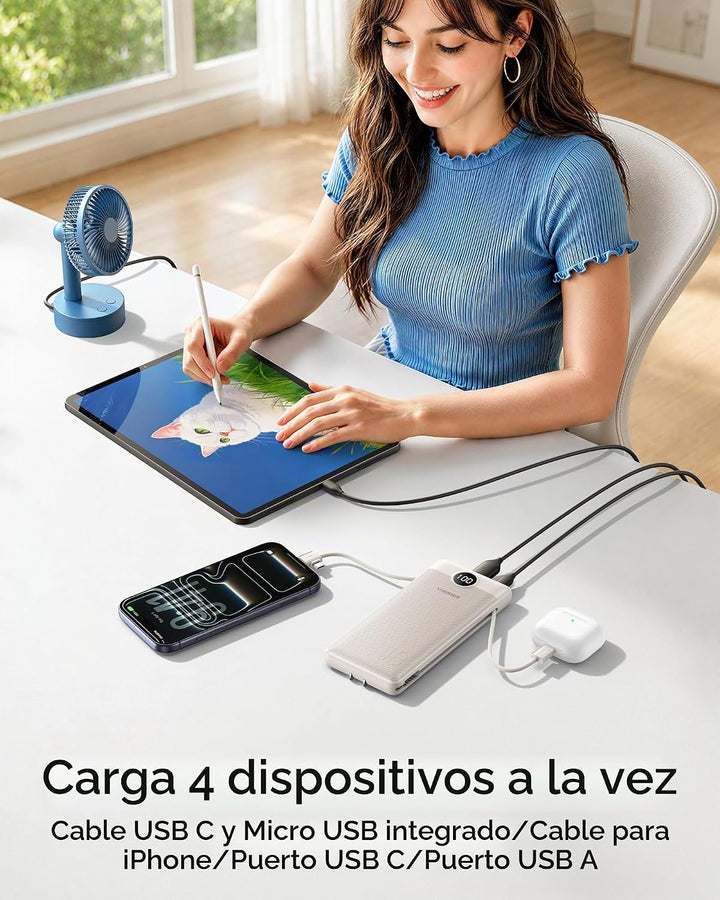 VEGER Cargador Portátil con Enchufe de CA Integrado y Cables, Todo...