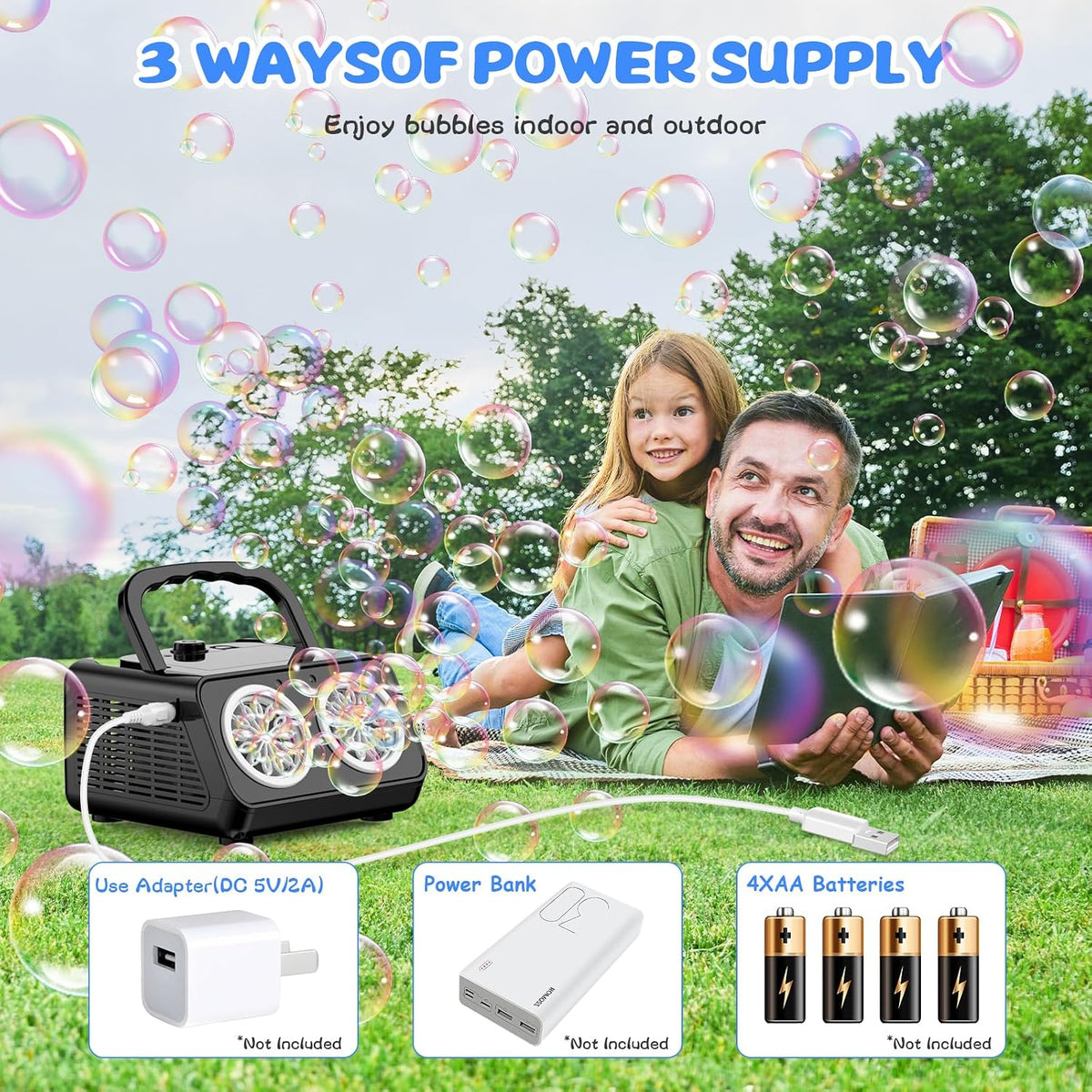 SHCKE Automatic Bubble Machine con 2 Fans,20000+ Bubbles/Min