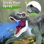 VERTOY Juguete de dinosaurio T-Rex RC gris con luz de rugido de aerosol