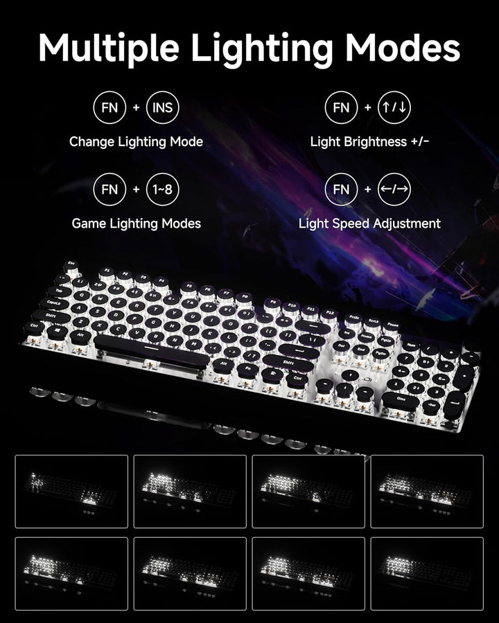 Teclado mecánico estilo máquina de escribir EWEADN, teclados de máq...