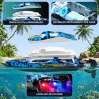 Barco a control remoto de alta velocidad de 16 pulgadas para adultos y niños, barco grande de control remoto rápido de más de 40 KPH para piscinas, lagos y ríos, con luces LED, diseño