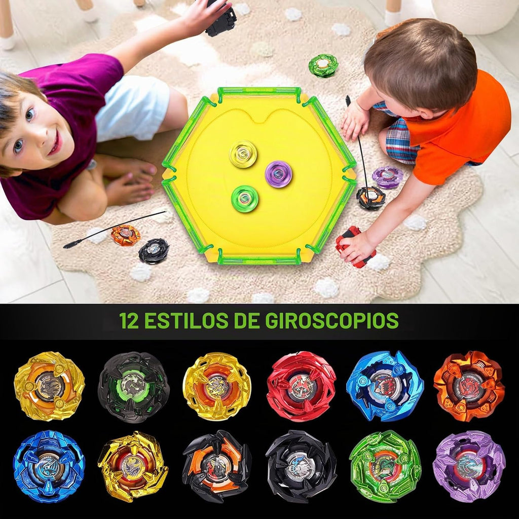 X Stadium Arena Battle Set con 12 Spinning Tops 3 Launchers 1 Grip Ages 6+