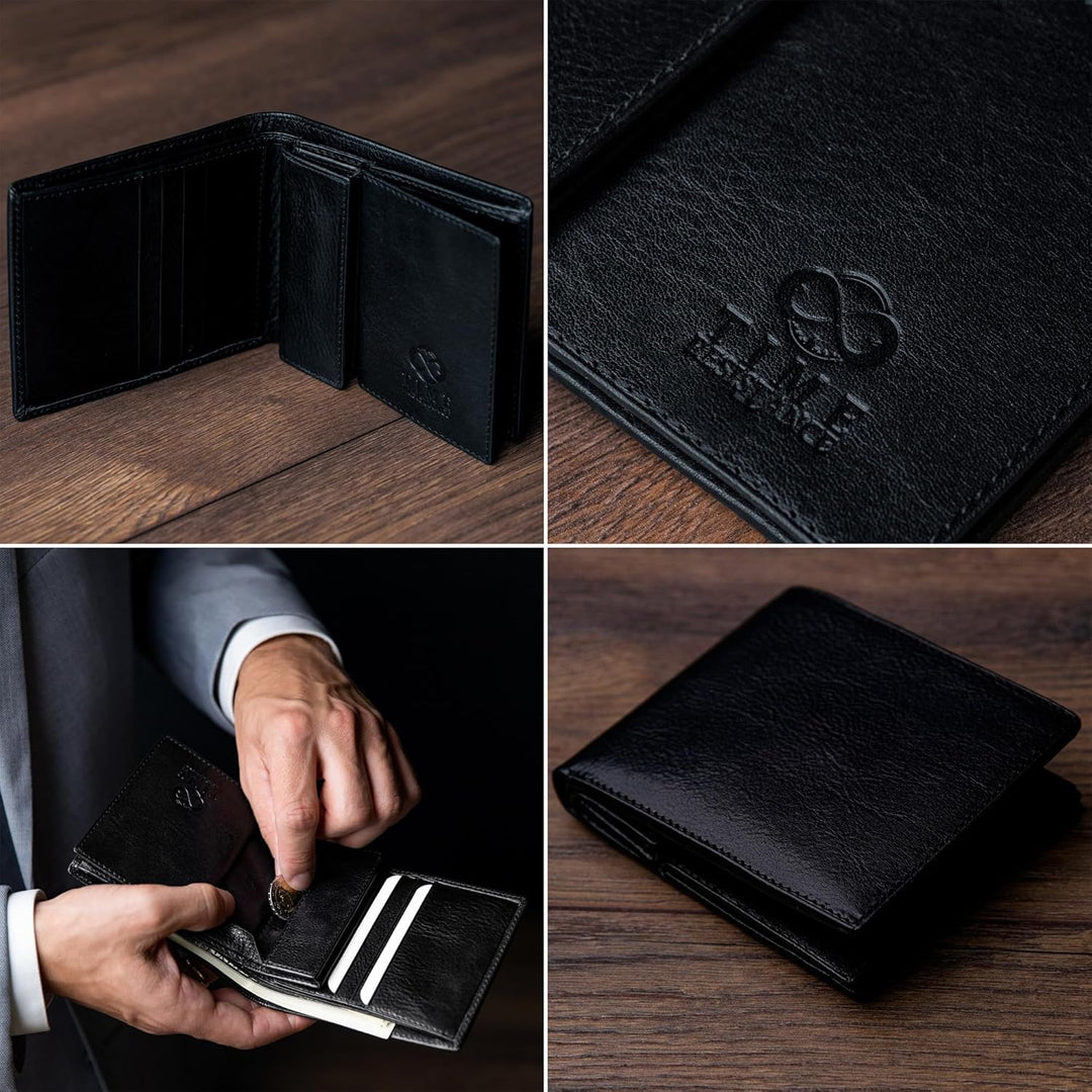Time Resistance Cartera de cuero para hombre - Billetera italiana p...