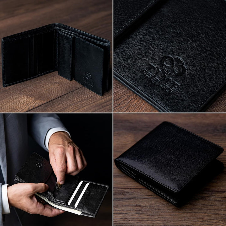 Time Resistance Cartera de cuero para hombre - Billetera italiana p...