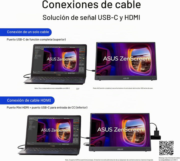 ASUS ZenScreen Touch - Monitor portátil USB-C de 16 pulgadas (MB16A...
