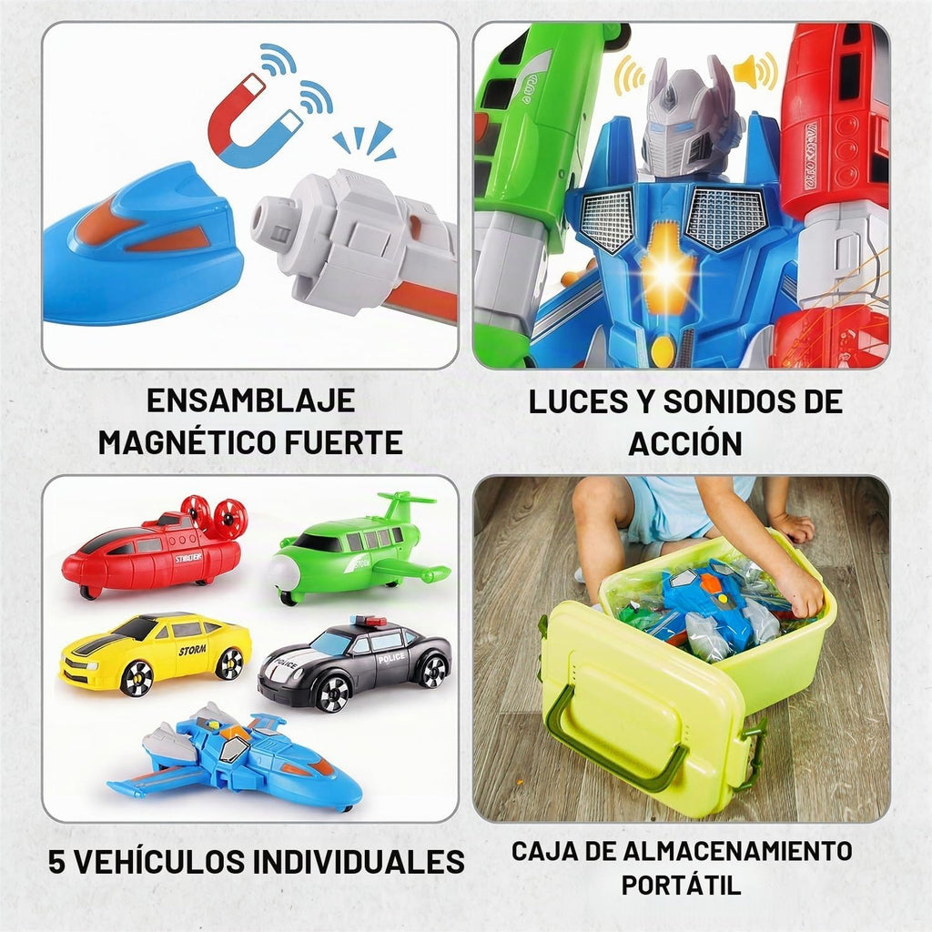 Vehículo magnético transformado robot juguete construir coche mezcla partido niño