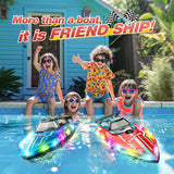 JOI MEW Barco RC para Niños con Luces LED, Barcos de Carreras de Co...
