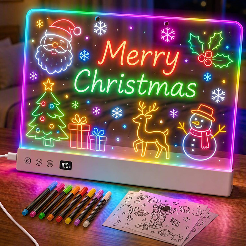 Tablero de dibujo LED de 16" para niños, tableta de escritura con luz de