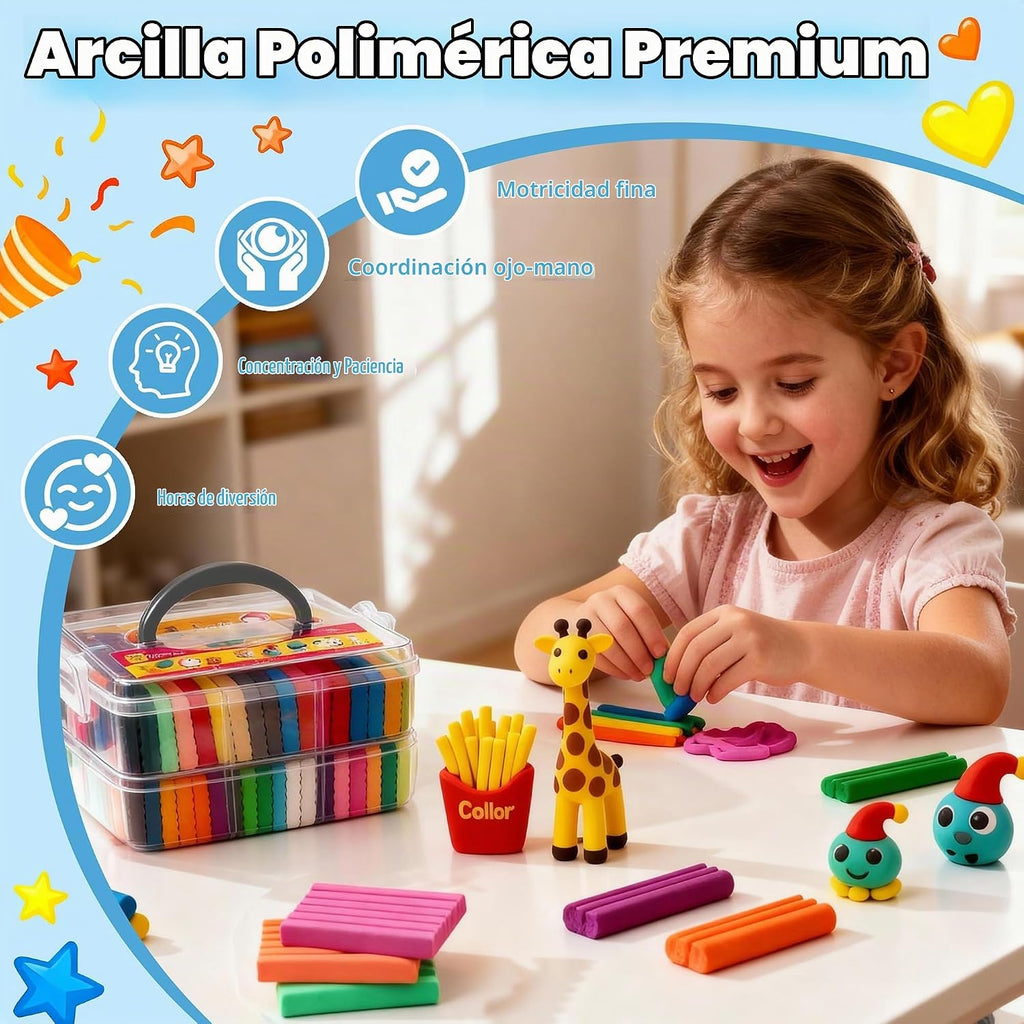 Kits de arcilla polimérica de 92 colores, arcilla de modelado de