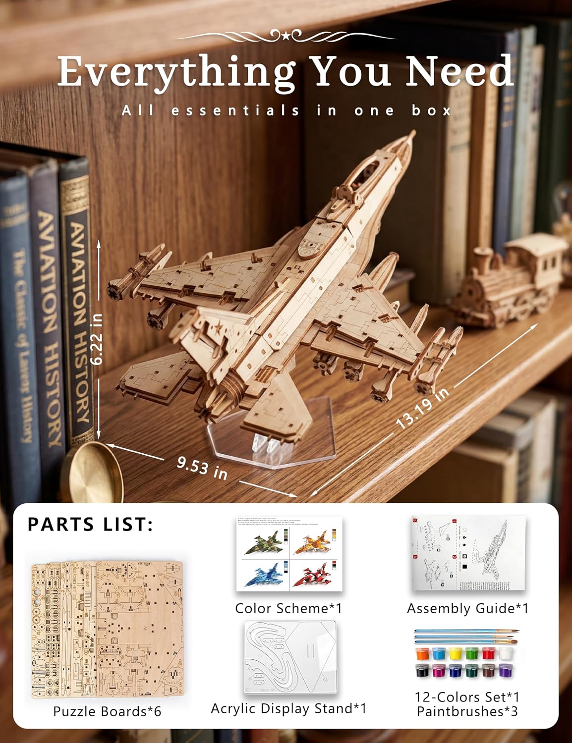 Rompecabezas de madera 3D para adultos con juego de pintura