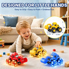 Vehículos de Construcción Iluminados para Niños de 2-5 Años, Juego de 3 Coches a Fricción