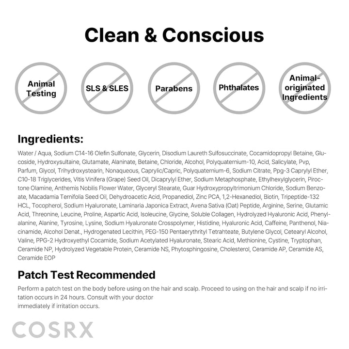 COSRX PEPTIDE 132 Champú para la unión del cabello, tratamiento dia...