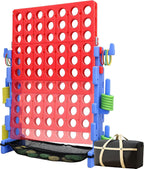 SDADI Juego gigante de 4 en una fila, ensamblaje estilo bloque sin tornillos, juego de cuatro en una fila, juego de patio familiar portátil para interiores y exteriores