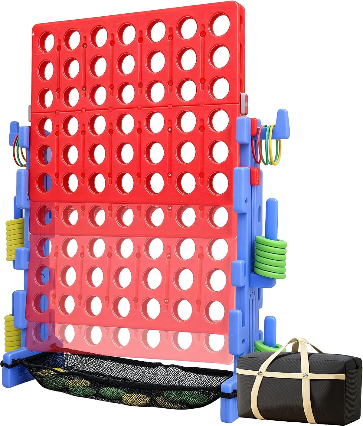 SDADI Juego gigante de 4 en una fila, ensamblaje estilo bloque sin tornillos, juego de cuatro en una fila, juego de patio familiar portátil para interiores y exteriores