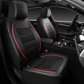 CAR PASS Fundas de cuero con ribetes de ajuste universal, dos fundas de asiento delantero, piel sintética impermeable para SUV, sedán, camioneta, camión, compatible con bolsas de aire, orificios de