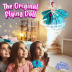 Sky Dancers Muñeca voladora, juguete de tirar, sin baterías, brillo turquesa