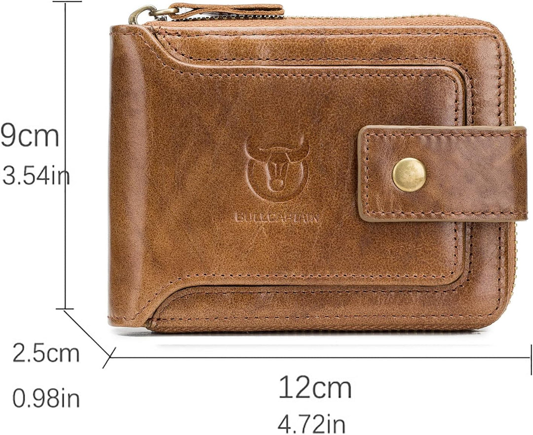 LUKZIJAES Billetera de cuero genuino para hombre, con bloqueo RFID,...