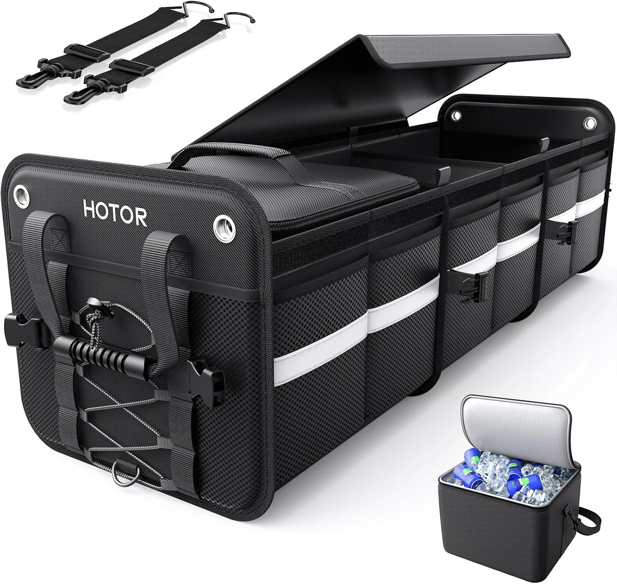 HOTOR Organizador de maletero - Organizador de coche y almacenamiento con bolsa enfriadora para SUV