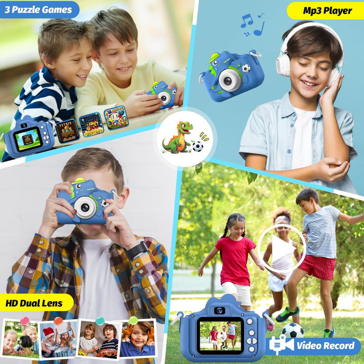 Cámara de dinosaurio para niños y niñas, cámara digital para selfie...