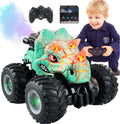 BEZGAR Monster Truck Toys, coches RC con spray de niebla y luz, dos