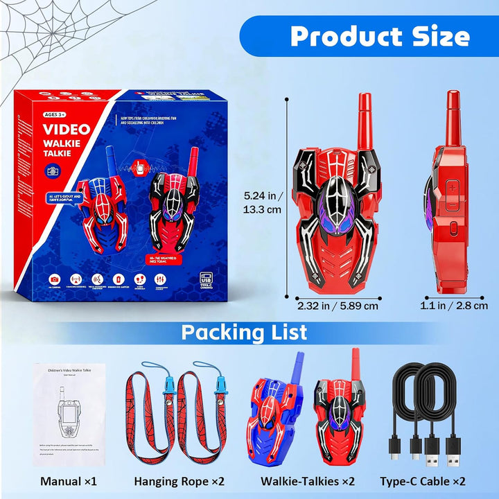 Walkie Talkies de video para niños, paquete de 2 walkie talkies rec...