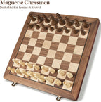 Juego de ajedrez magnético de madera de 17 pulgadas para adultos y niños, juegos de mesa de ajedrez con piezas magnéticas y reinas adicionales, juegos de ajedrez plegables portátiles grandes y únicos