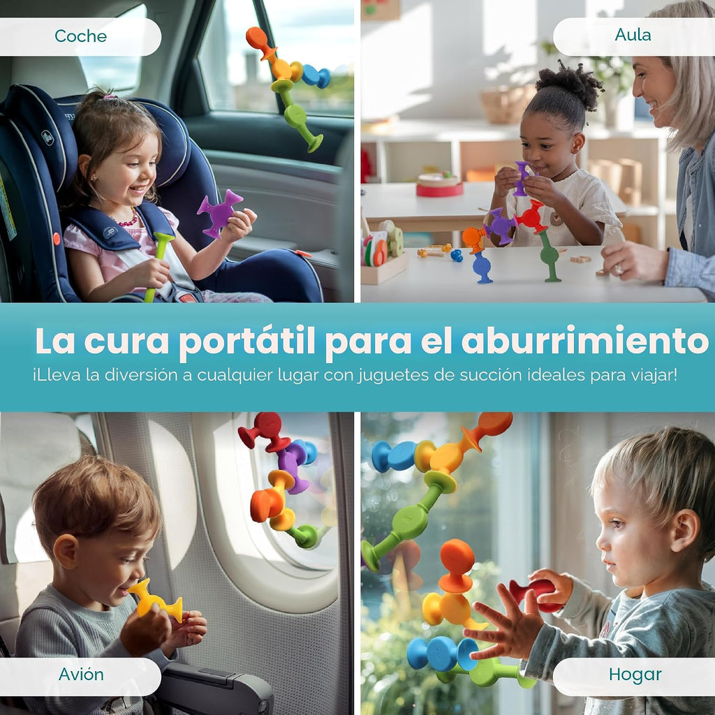BUNMO Juguetes de baño de succión - Conecta, construye, crea - Juguetes de baño - Horas de diversión y creatividad - Habilidades motoras finas - Juguetes sensoriales estimulantes - Juguete no se puede